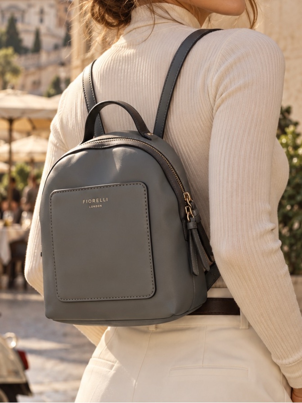 Fiorelli London Grey Mini Faux Leather Backpack Italian Design Travel Bag